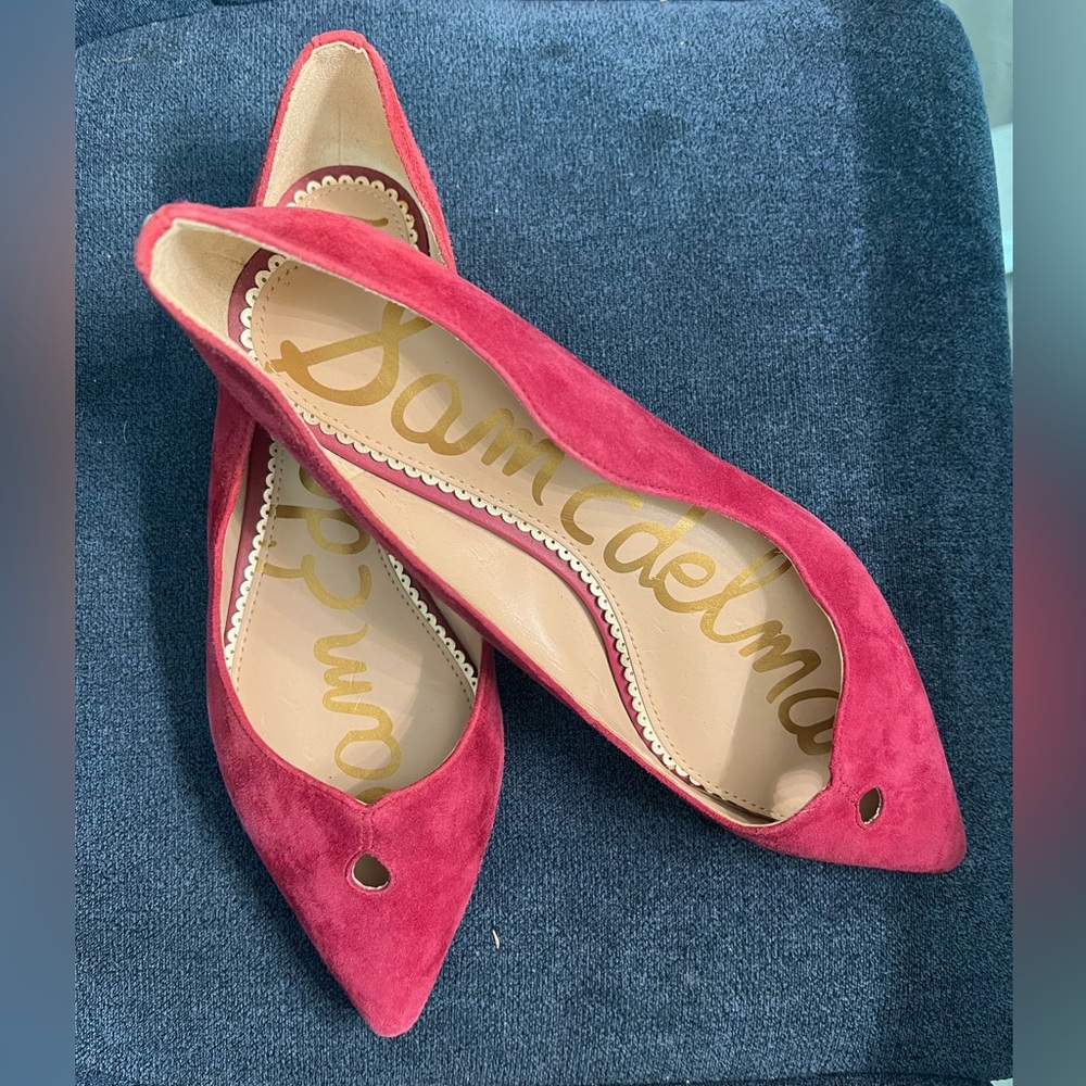 Sam Edelman ROSALIE cranberry Red Suede Flats Scalloped sz 8.5 pointy toe
